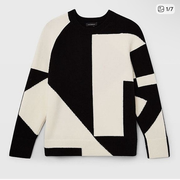 Club Monaco Black and Cream Geometric Sweater - Picture 7 of 8